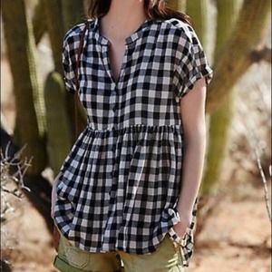 ANTHROPOLOGIE Checked Swing Top Gingham {X17}